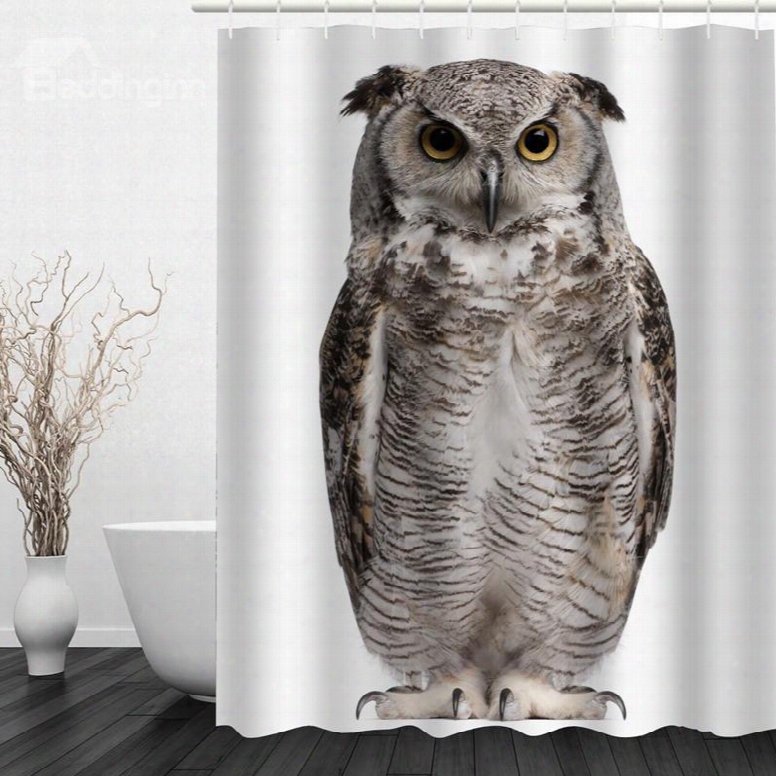 Vivid Owl 3d Printed Bathroom Waterproof Shower Curtain