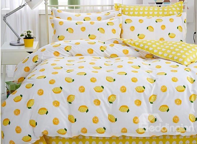 Yellow Lemon Fresh Style Cotton 4-piece Bedding Sets/duvet Cover