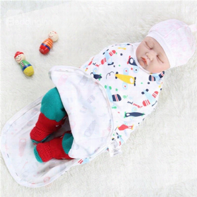 Zipper Planes Printed Cotton 1-piece White Baby Sleeping Bag