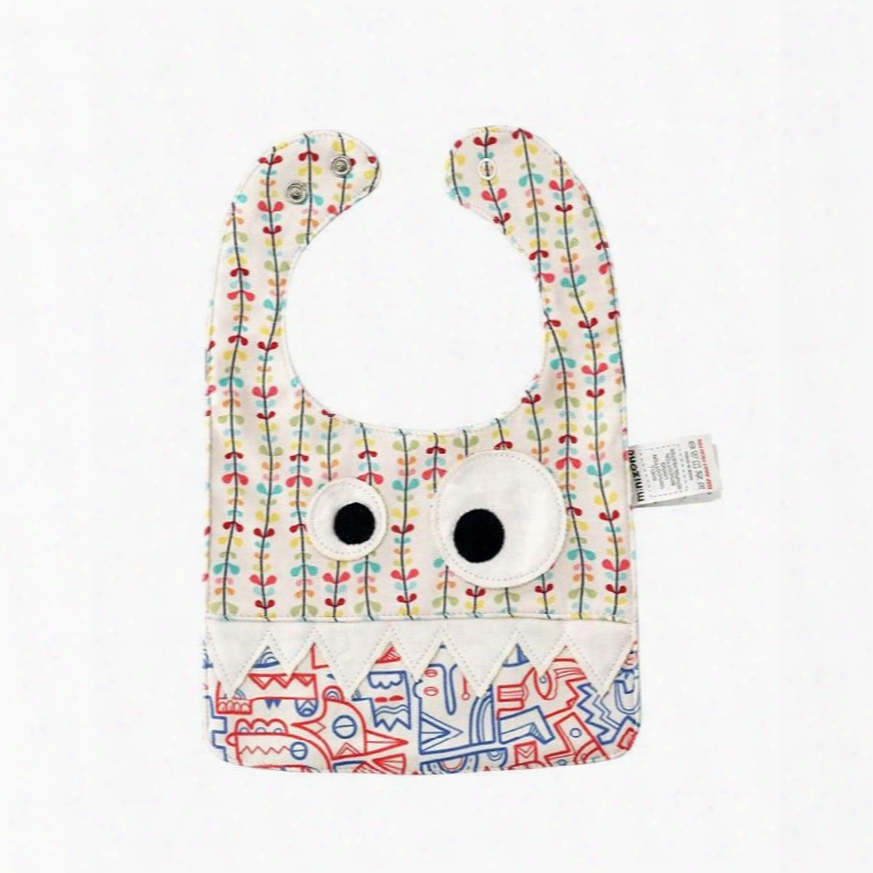 10.23*7.09in Eyes Decoration Leaves Printed Cotton Beige Baby Bib