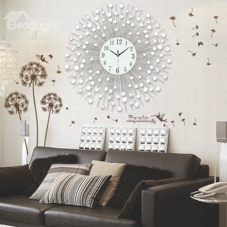 28␔28in White Circles European Style Iron And Diamond Battery Hanging Wall Clock