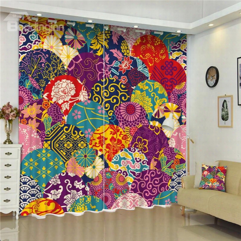 3d Bright Colorful Blossoms Printed Modern And Fashion Style Living Room Custom Curtain
