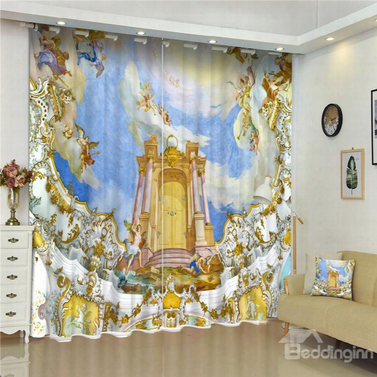 3d Majestic Temples Printed Exotic Features Decorative And Blackout Living Room Custom Curtain