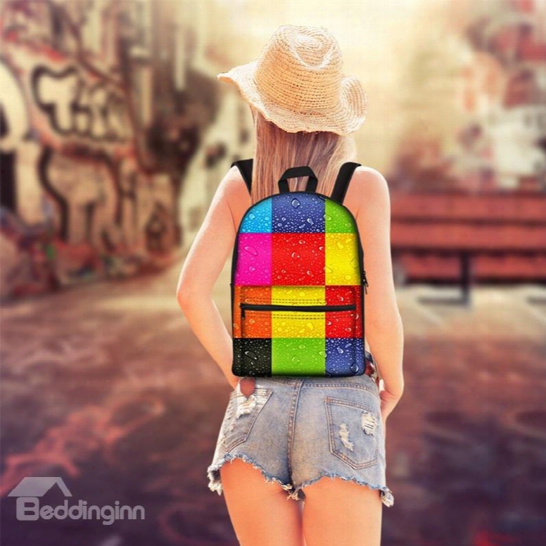 3d Pattern Colorful Lattice School Outdoor For Man&woman Backpack