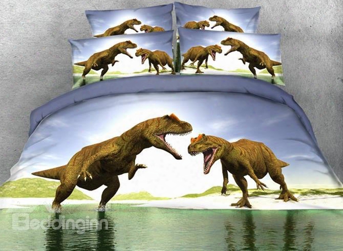 3d Prehistoric Dinosaur Printed Cotton 5-piece Comforter Sets