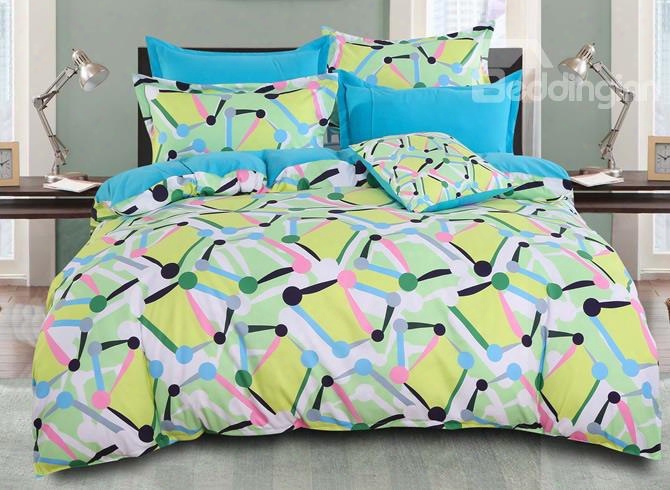 Adorila 60s Brocade Yellow Spotted Flashbulb Printed Modern Style Cotton 4-piece Bedding Sets