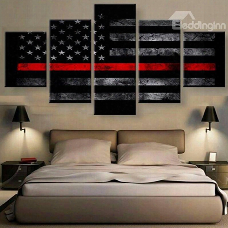 American National Flag Pattern Hanging 5-piece Canvas Eco-friendly And Waterproof Non-framed Prints