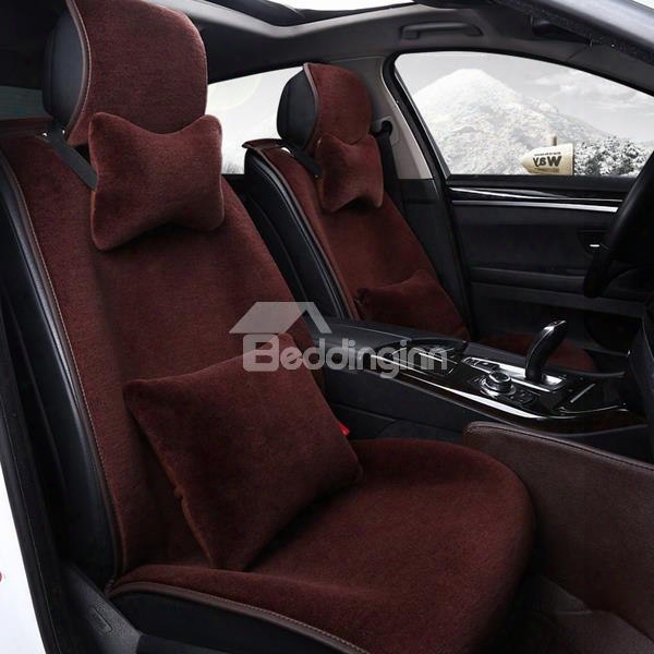 Attractive Solid Color High-grade Textured Plush Warm Universal Car Seat Cover