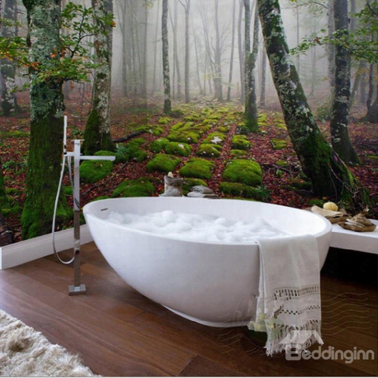 Awesome Vivid Forest Scenery Pattern Waterproof Splicing 3d Bathroom Wall Murals