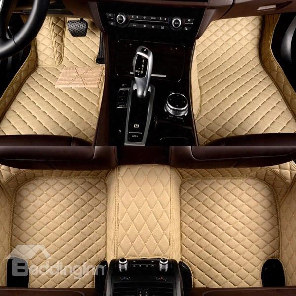 Beige Custom -made All Surround Style Pu Leather Material Durable Car Floor Mats