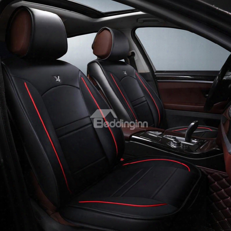 Black Leather Mixing Bright Lines Handmade Classic Universal Car Seat Covers