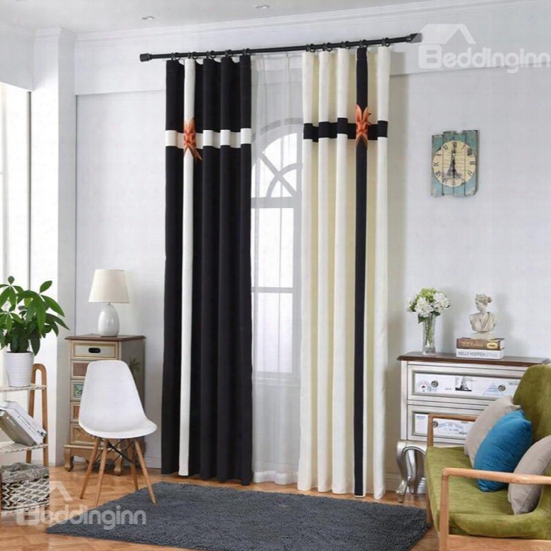 Blackout And Decoration Polyester Digital Printing Classical Black And White Color Curtain