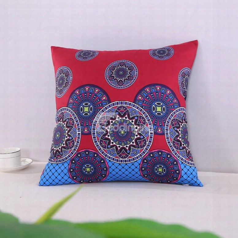 Chic Mandala Pattern Exotic Style Blue Decorative Square Polyrster Throw Pillowcases