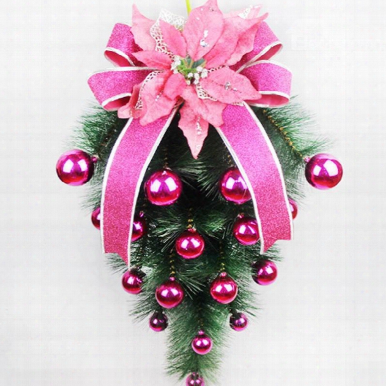 Christmas Upside Down Trees Decorations With Big Flowers 60cm