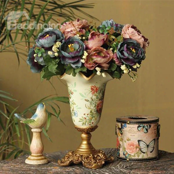 Classic Elegent European Style Artificial Flower With Vase