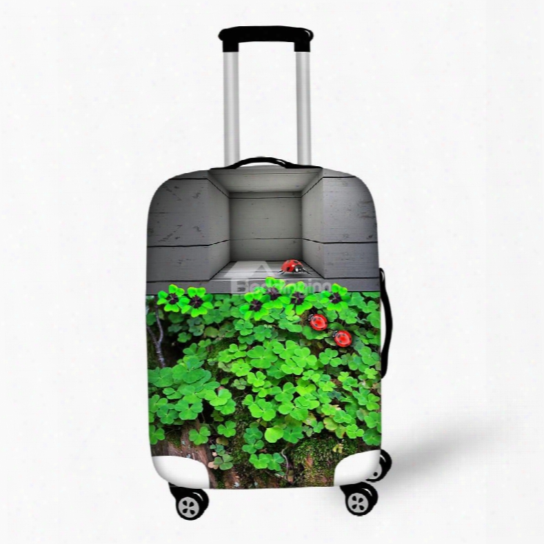 Clovers And Ladybug Design Spandex 3d Covers For Travel Suitcase