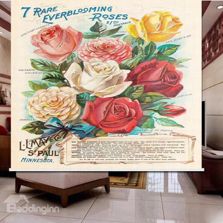 Colored Romantic Rose 3d Printed Roller Shades