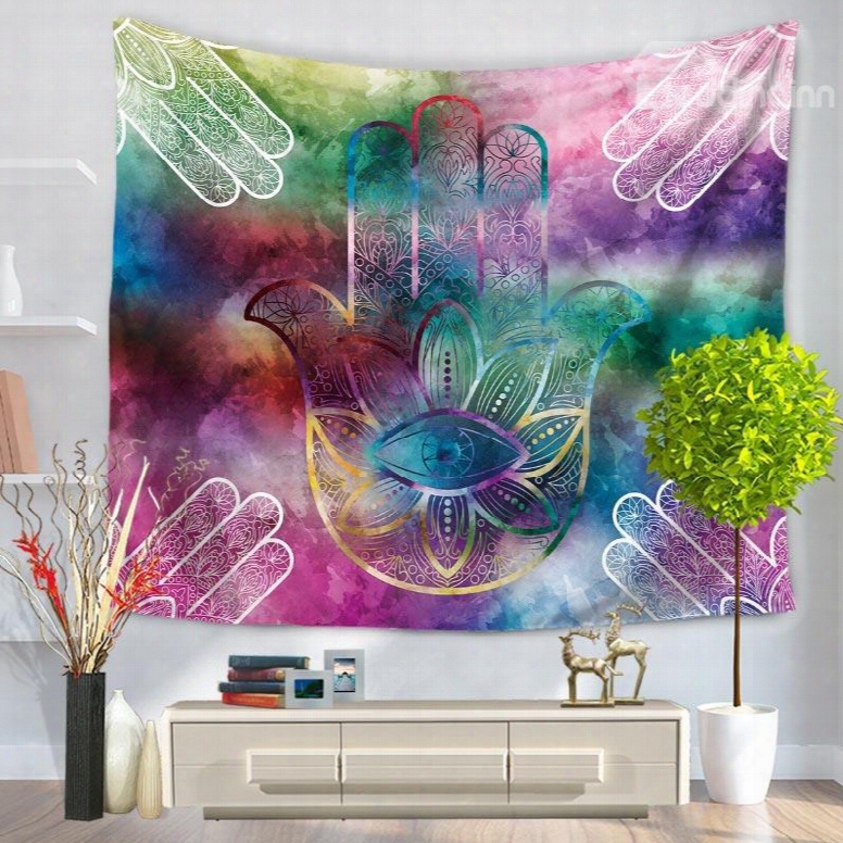 Colorful Palms And Eye Pattern Ethnic Style Decorative Hanging Wall Tapestry