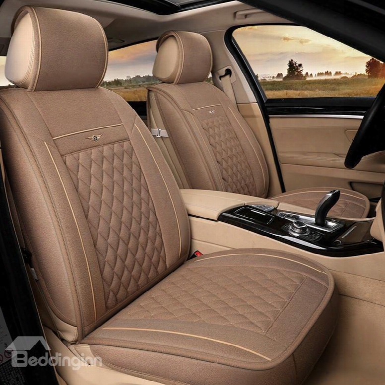 Cost-efficient Pure Color Diamond Check Pattern Antique Univesral Car Seat Cover