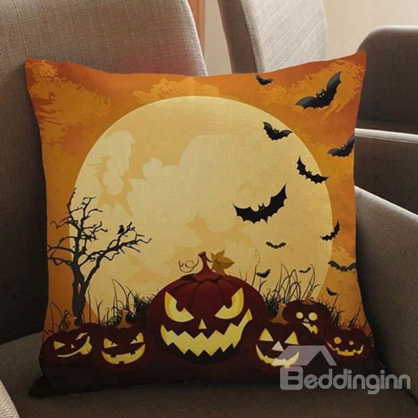 Creative Halloween Pumpkin Print Square Throw Pillow Case