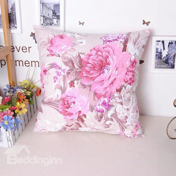 Cuddly Gorgeous Peony Comfy Cotton Throw Pillowcase