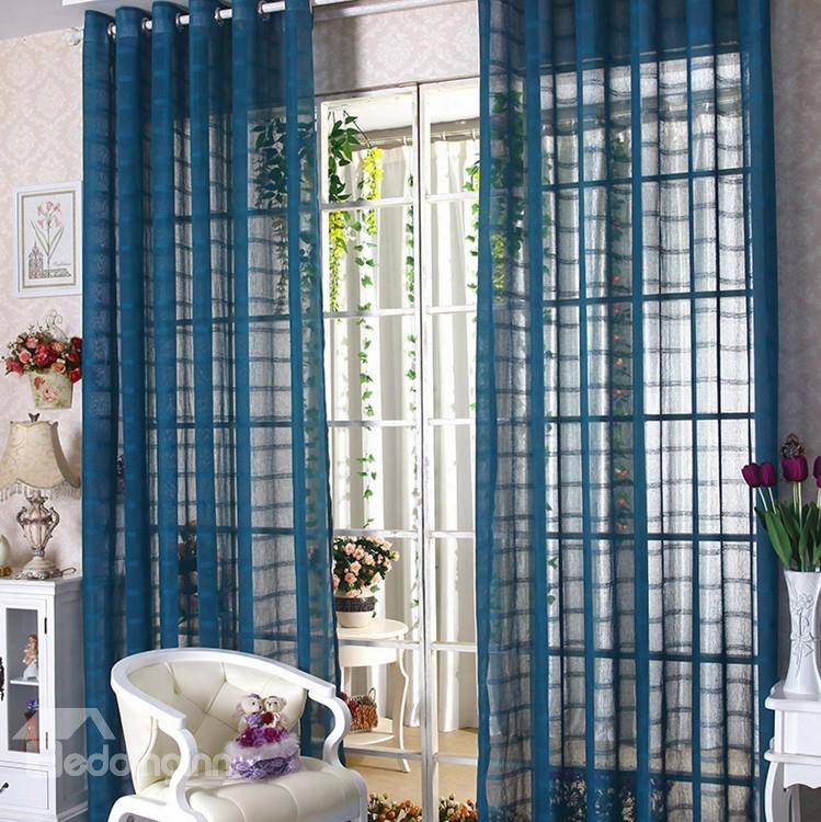 Elegant Contemporary Indigo-blue Custom Sheer Curtain