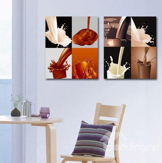 Elegant Pouring Milk And Cocoa Print Cross Film Wall Art Prints