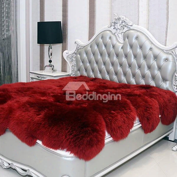 Fancy And Cozy Sheepskin Vibrant Red Blanket