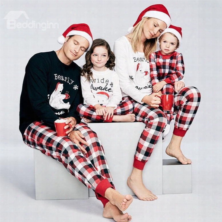 Fashion And Elegant Lattice Pattern Creative Twinset Family Christmas Pajamas