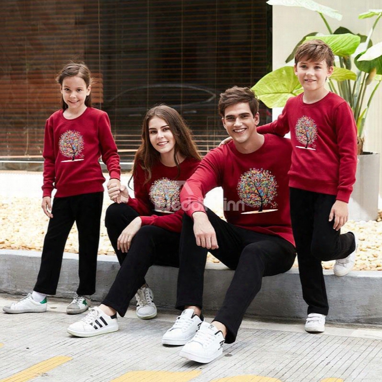 Fashion And Modern Colorful Tree Pattern Four Colors Family Christmas Pajamas