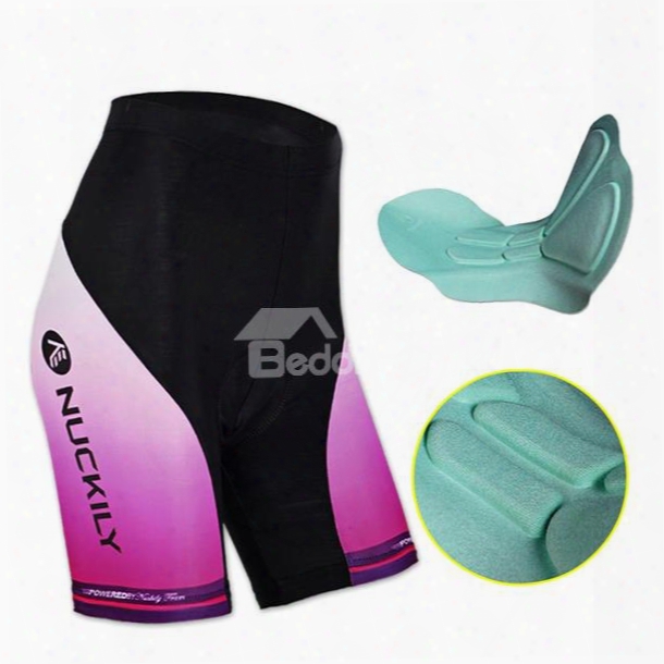 Female Breathable Black And Purple Bike Shorts With 3d Padded Quick-dry Cycling Shorts