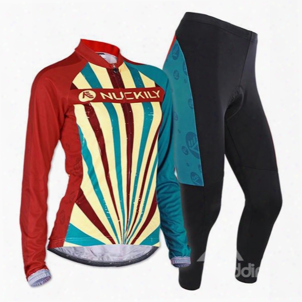 Female Colorful Strip Long Sleeve Bike Jersey With Full Zipper Breathable Cycling Suit