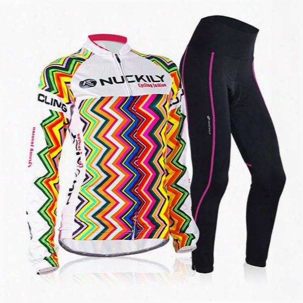 Female Rainbow Strips Breathable Long Sleeve Bike Jersey With Full Zipper Cycling Suit