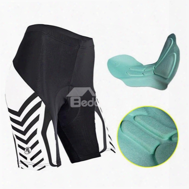 Female White And Black Strip Breathable Shorts With 3d Pad Quick-dry Cycling Shorts