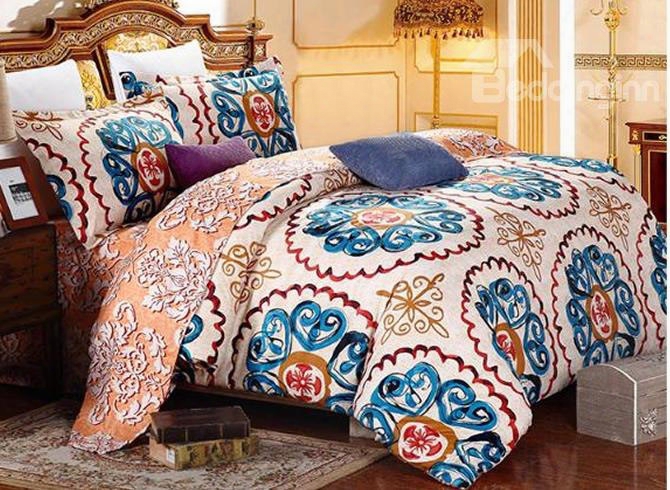 Full Size Mandala Floral Pattern Brushed 4-piece Polyester Bedding Sets/duvet Cover