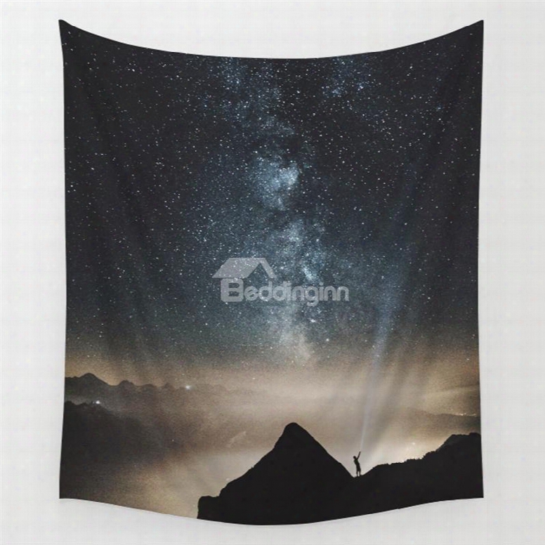 Galaxy Stars And Universe And Small People Pattern Decorative Hanging Wall Tapestry