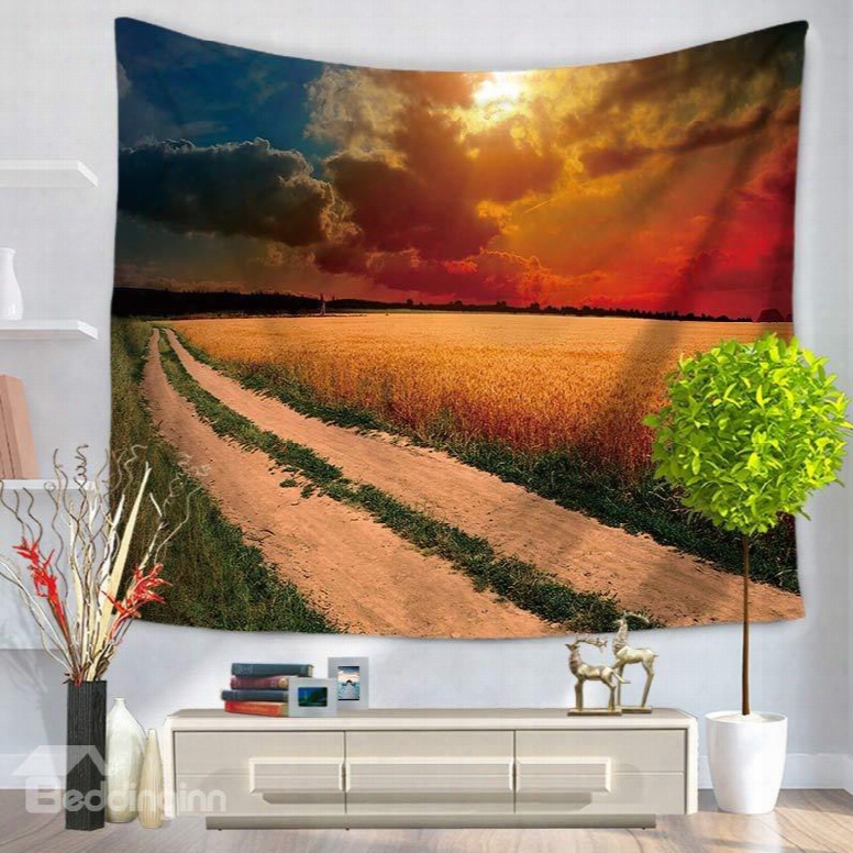 Harvest Festival Of Large Field Golden Wheat Pattern Decorative Hanging Wall Tapestry