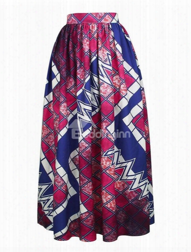 Indian Folk-custom Style Comfortable High Quality Beach Midi 3d Printing Skirt
