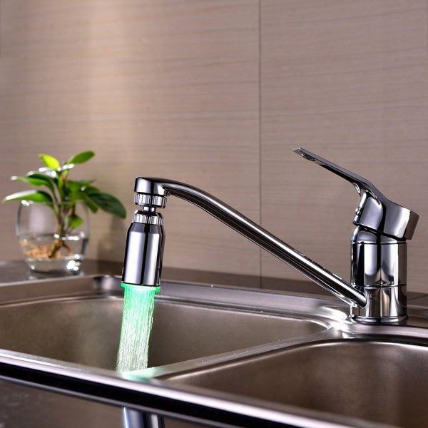Led Color-changing Contemporary Rounded Copper Kitchen Faucet Spout