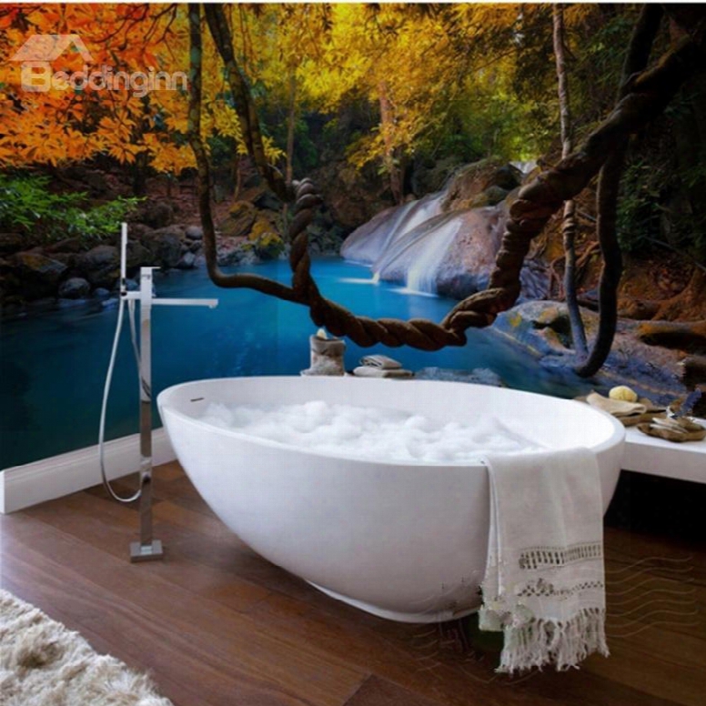 Leisurely Intermountain Stream Scenery Waterproof 3d Bathroom Wall Murals