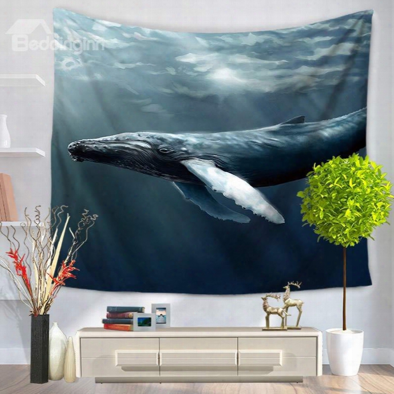 Long Shark Swim Through The Ocean Pattern Decorative Hanging Wall Tapestry