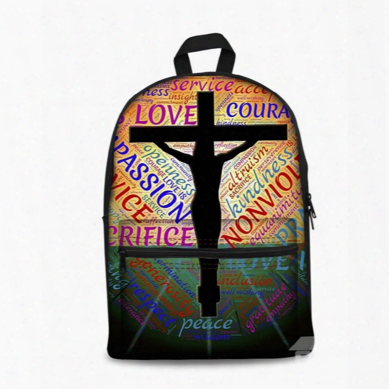 Love Passion Peace Jesus 3d Pattern School Outdoor For Man&woman Backpack