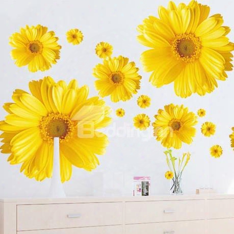 Lovely Daisy Flowers Print Home Decoratie Wall Stickers