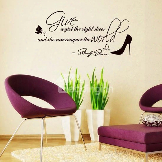 Lovely Fashion Design Letters And Shoe Print Wall Stickers