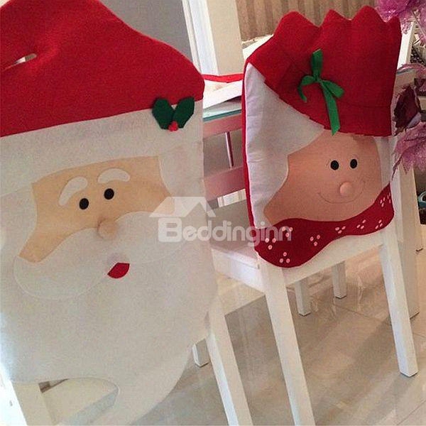 Lovely Festival Christmas Decoration Santa Claus Pattern A Pair Of Chair Covers
