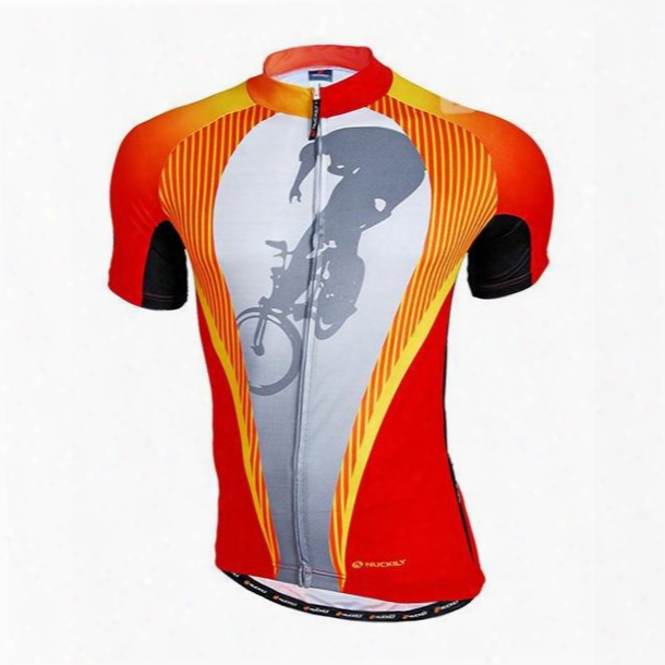 Male Abstract Orange Breathable Road Bike Jersey Full Zipper Quick-dry Cycling Suit