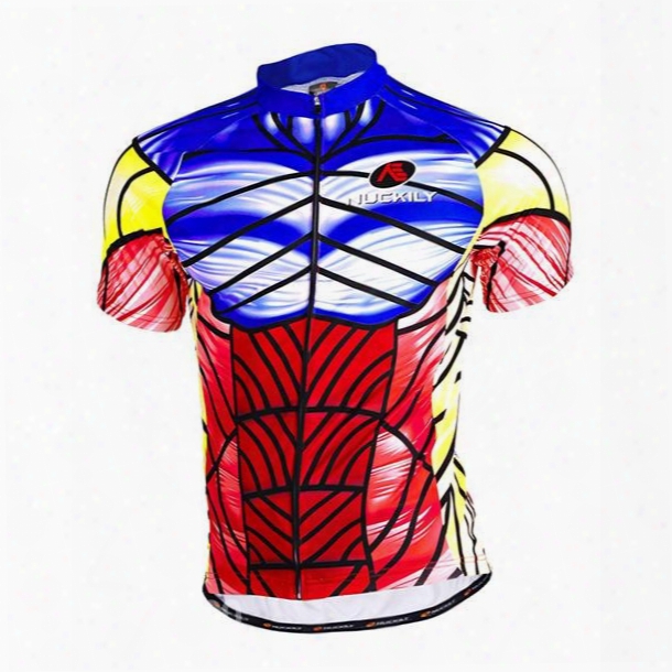 Male Printed Muscle Design Full Zi Pper Quick-dry Cycling Jersey