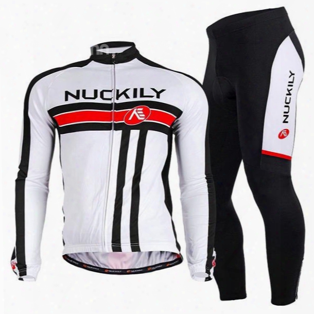 Maale White Full Zipper Bike Jersey Quick-dry Sponged Shorts Long Sleeve Cycling Suit