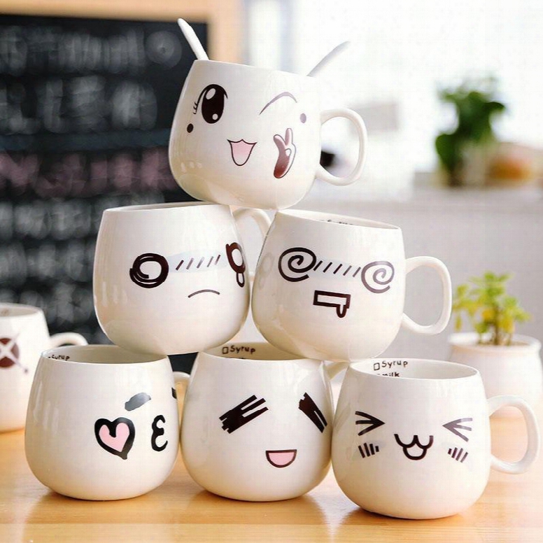 Modern And Concise Funny Cartono Smell Face Ceramics Creative Coffee And Milk Cup