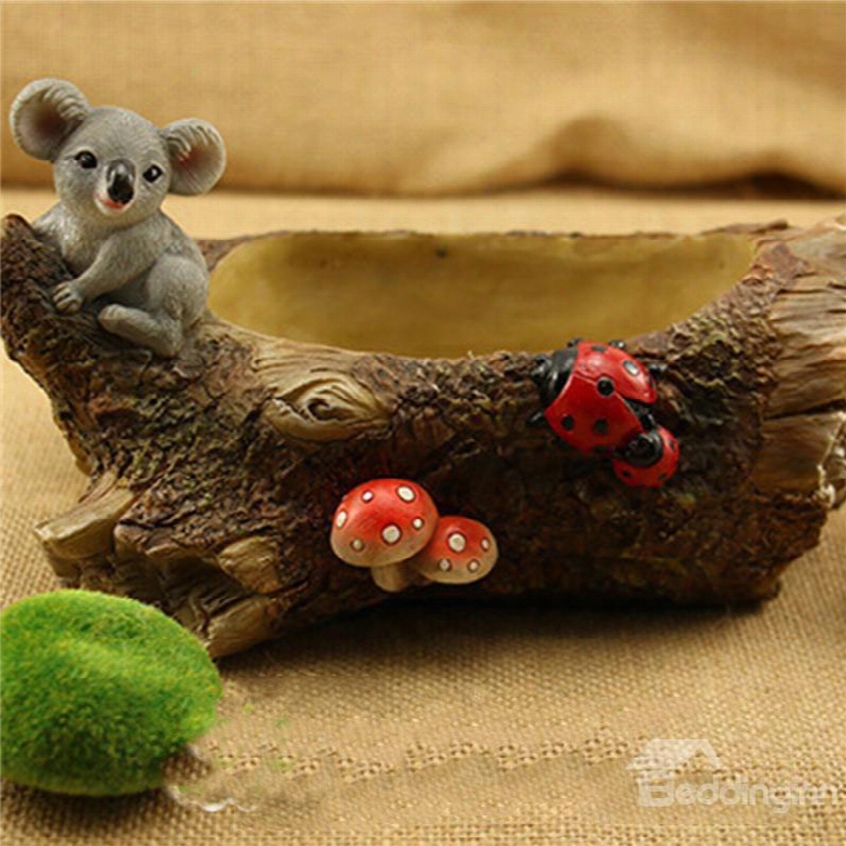 Modern And Creative Stone Parody Rat And Mushrooms Plant Ppot